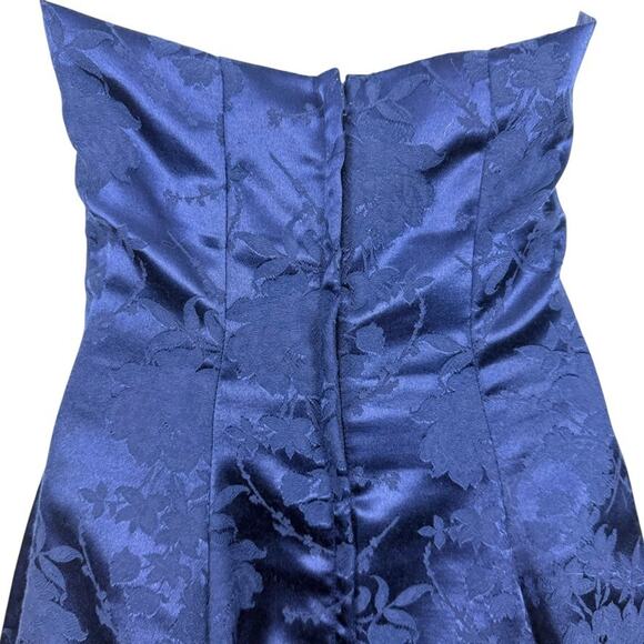 Maurices Vintage Navy Satin Floral Beaded Choker Halter 90s Y2K Prom Dress sz XS - Picture 12 of 15